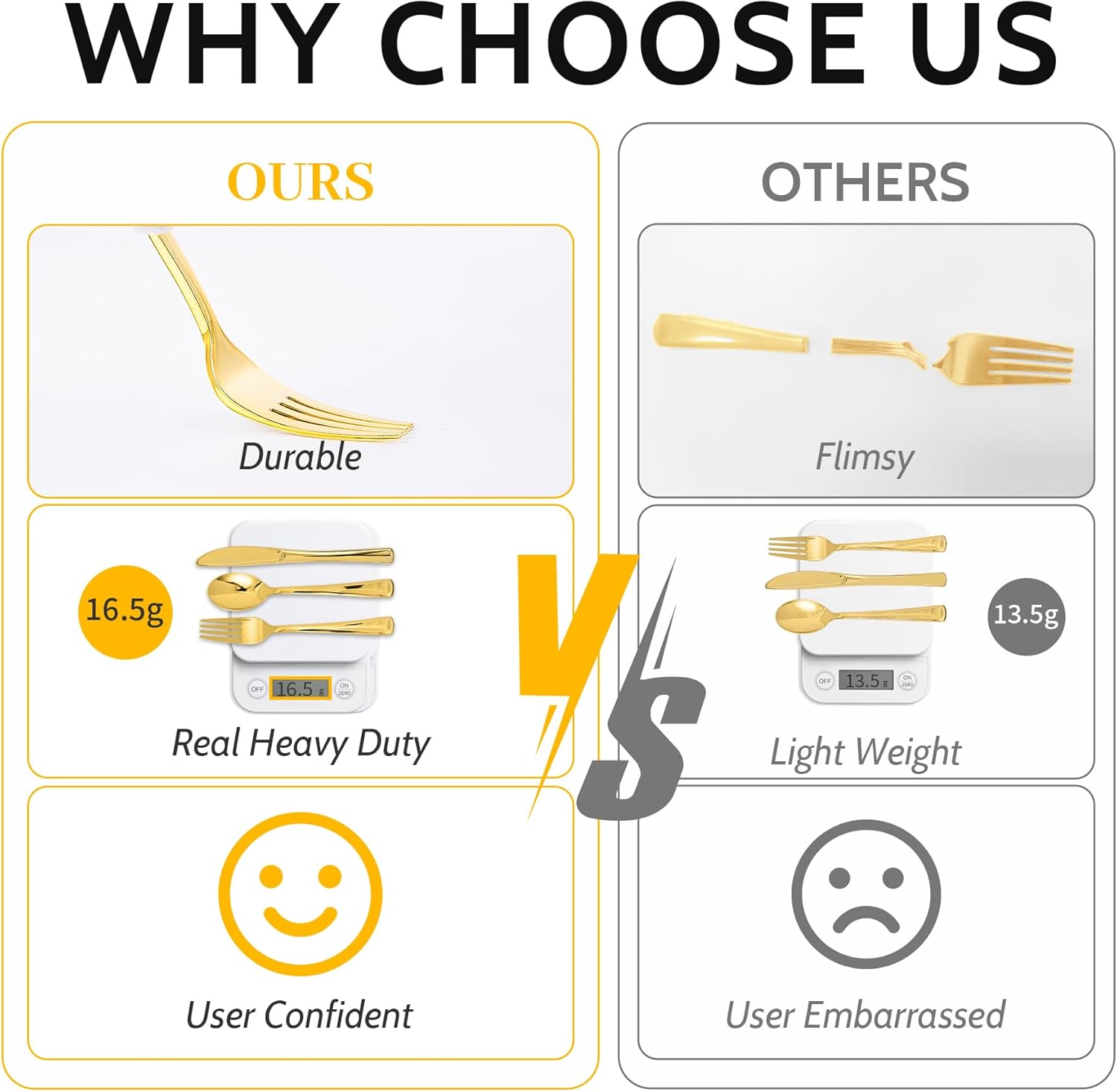 N9R 500PCS Gold Plastic Cutlery Set