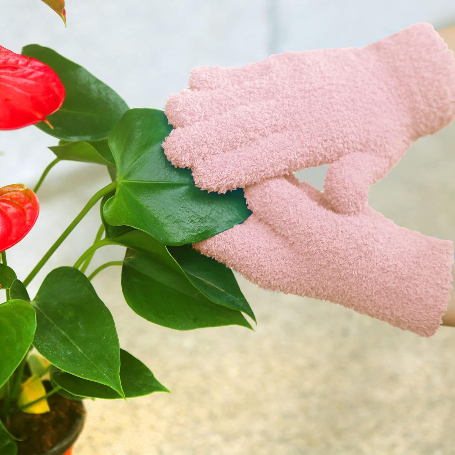Evridwear Microfiber Dusting Gloves 2 Pairs Blue Pink