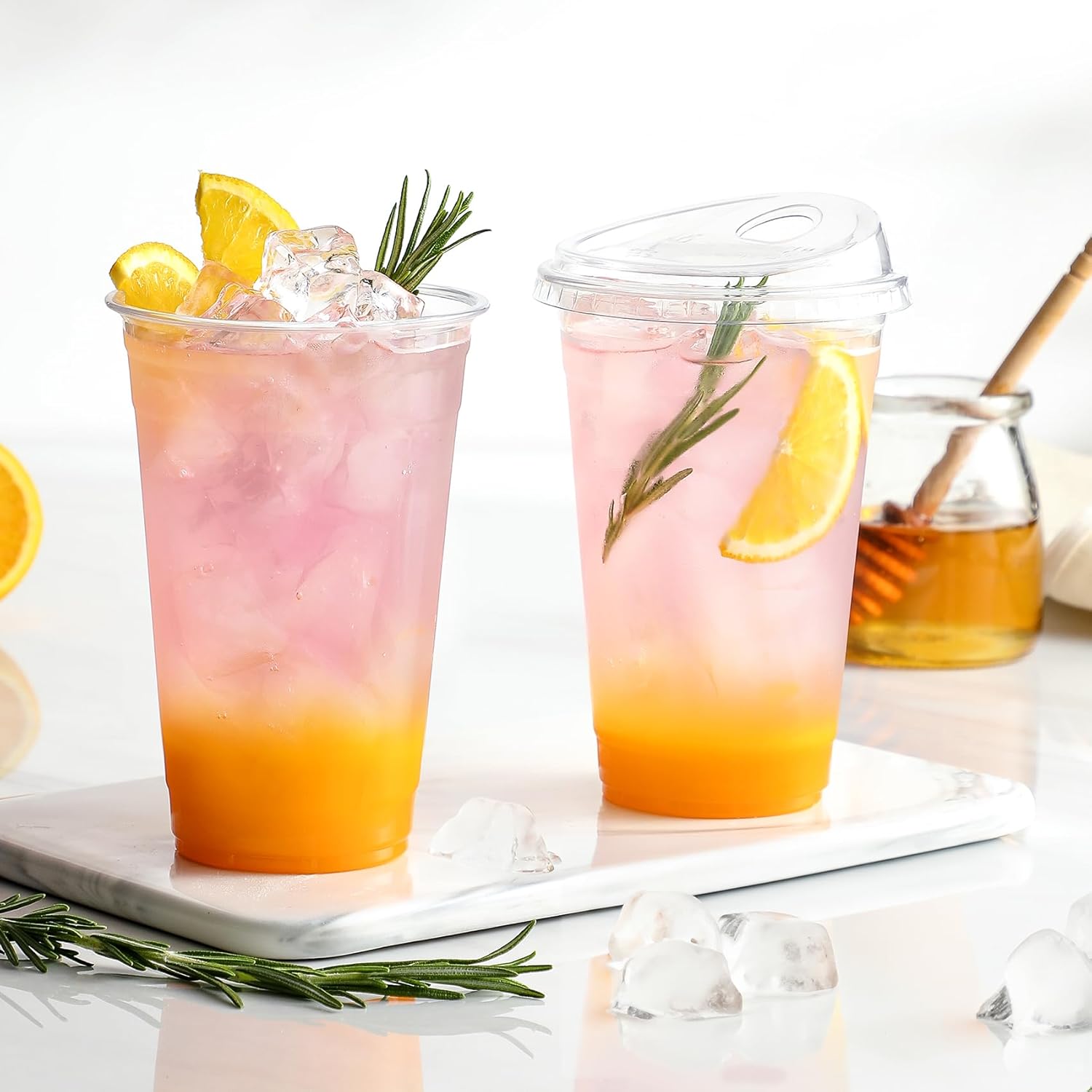 AOZITA 100 Pack Clear 16 Oz Plastic Cups With Lids