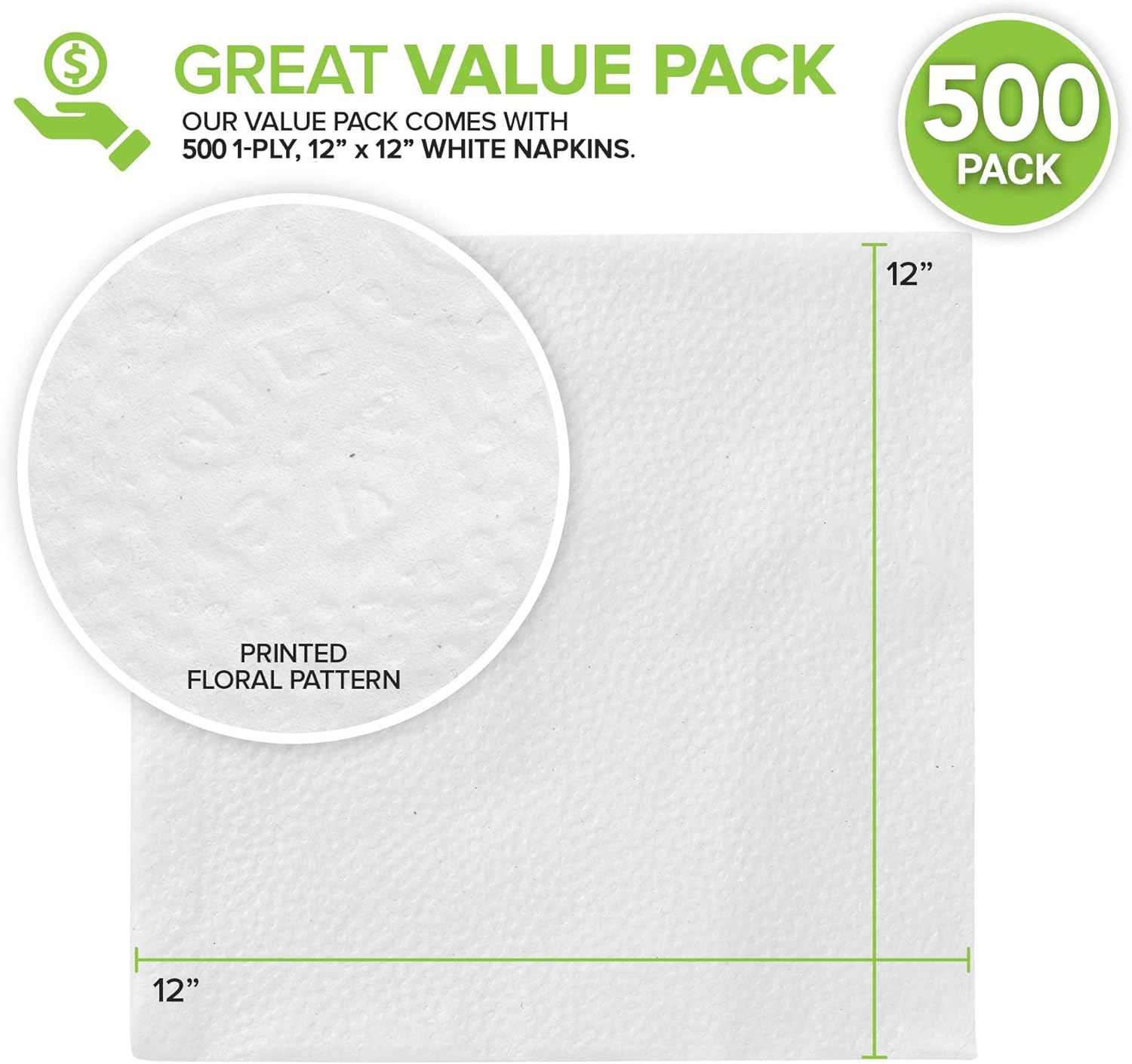 Stock Your Home 12 Inch Disposable Napkins 500 Pack