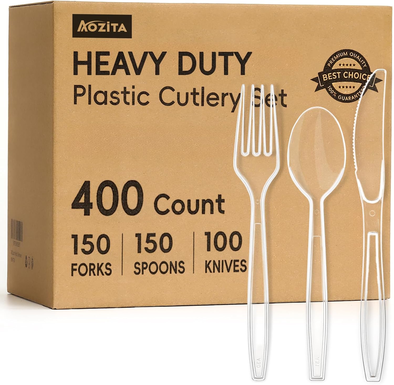 400 Count Heavy Duty Clear Plastic Cutlery Set
