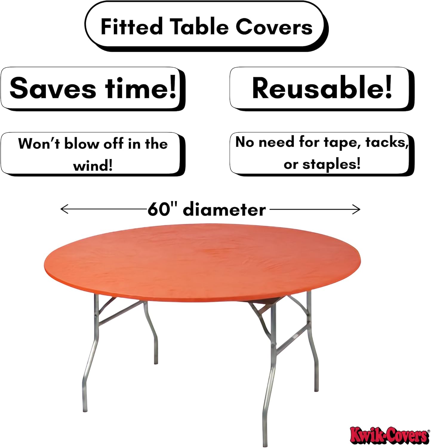 10 Pack Orange Round Table Covers for 60 Inch Tables