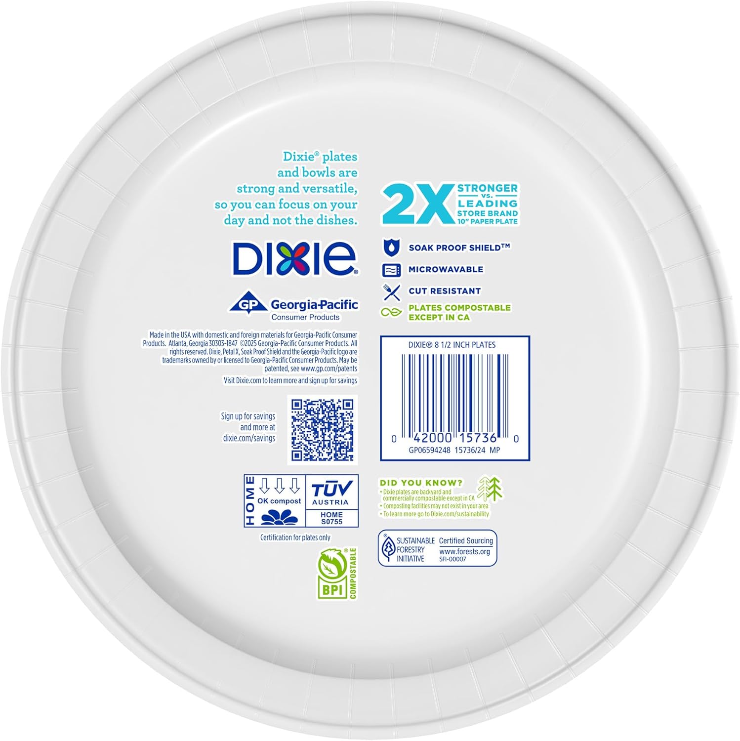 Dixie Medium Paper Plates 85 Inch 90 Count