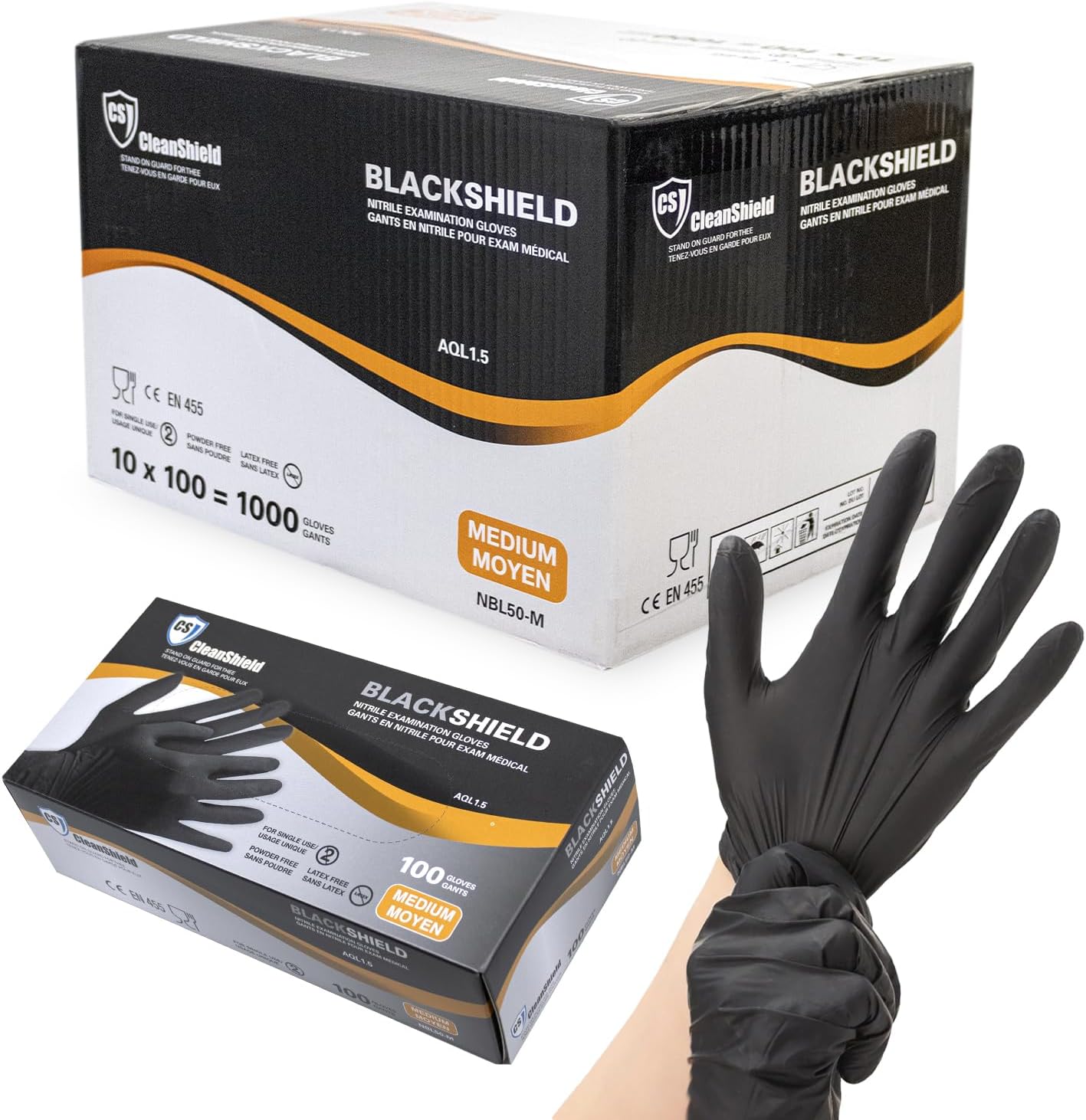Black Nitrile Gloves 6 Mil Medium 1000 GlovesCase Pack of 10