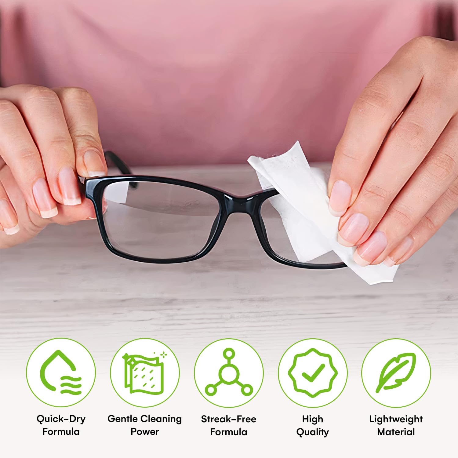 Care Touch Lens Wipes for Eyeglasses - 400 Count Portable Cleaners