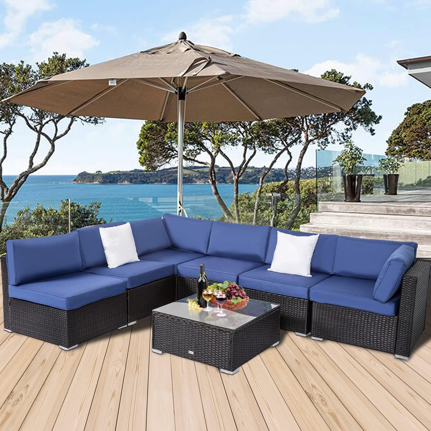 Kinsuite 14Pcs Patio Cushion Covers Dark Blue