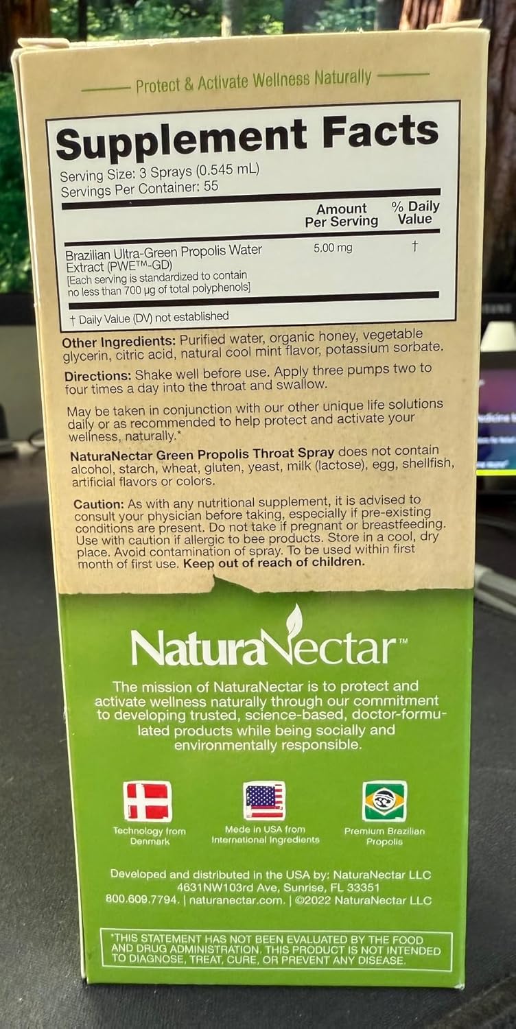 NaturaNectar Green Bee Propolis Throat Spray