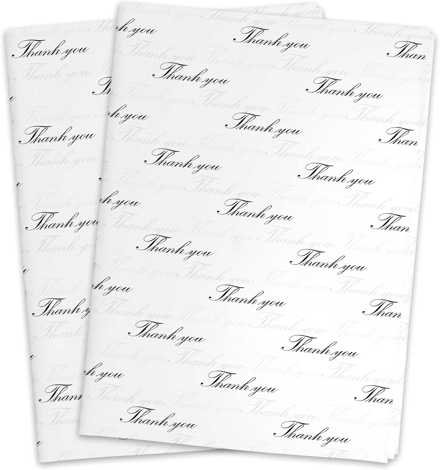MR FIVE 100 Sheets Black Thank You Tissue Paper Bulk 20x14