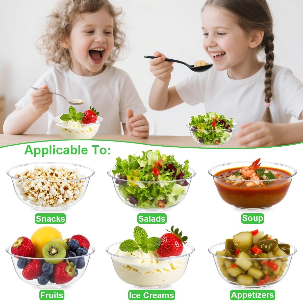 100 Pack Clear Plastic Bowls for Desserts and Parties