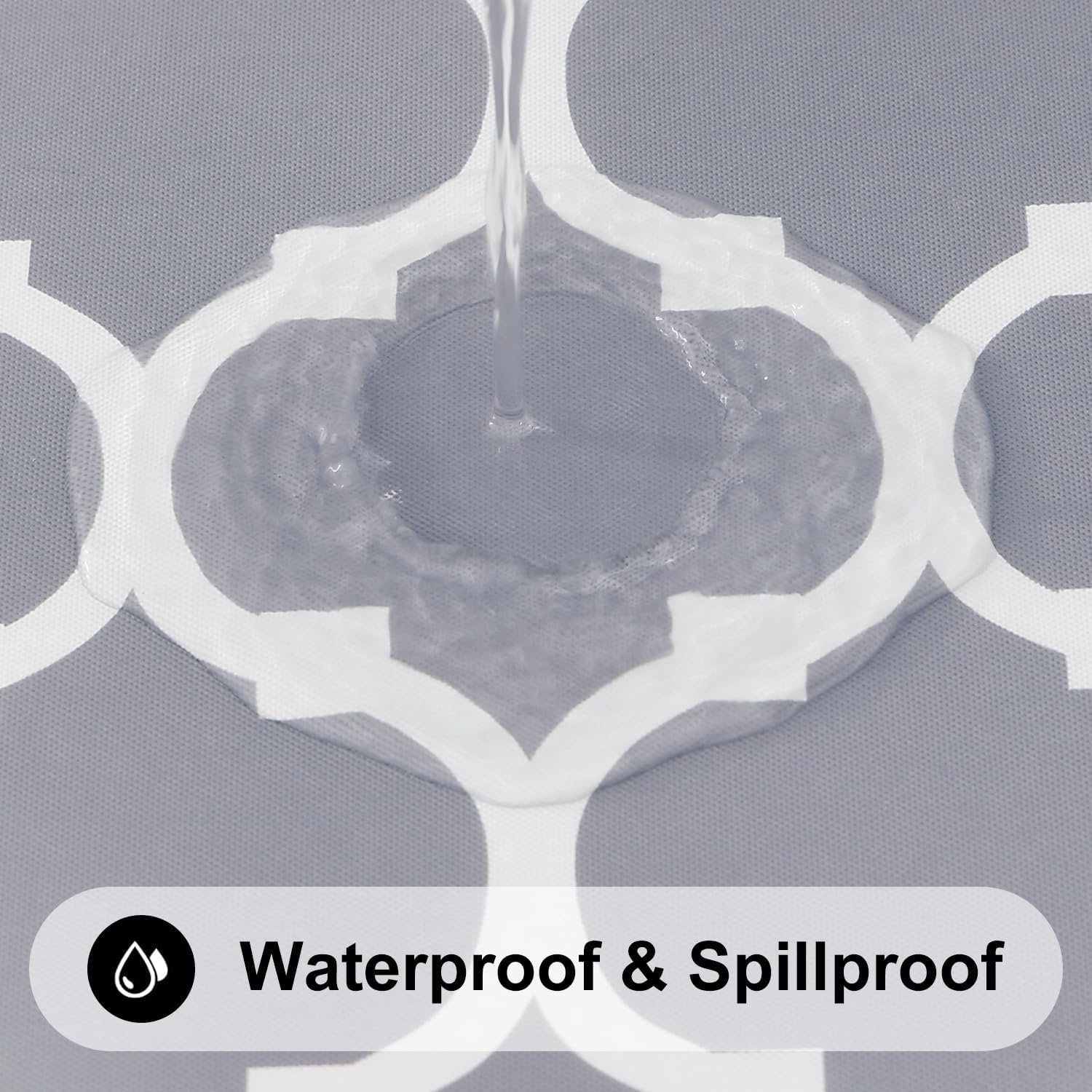 Smiry Round Tablecloth Waterproof Wipeable Grey White