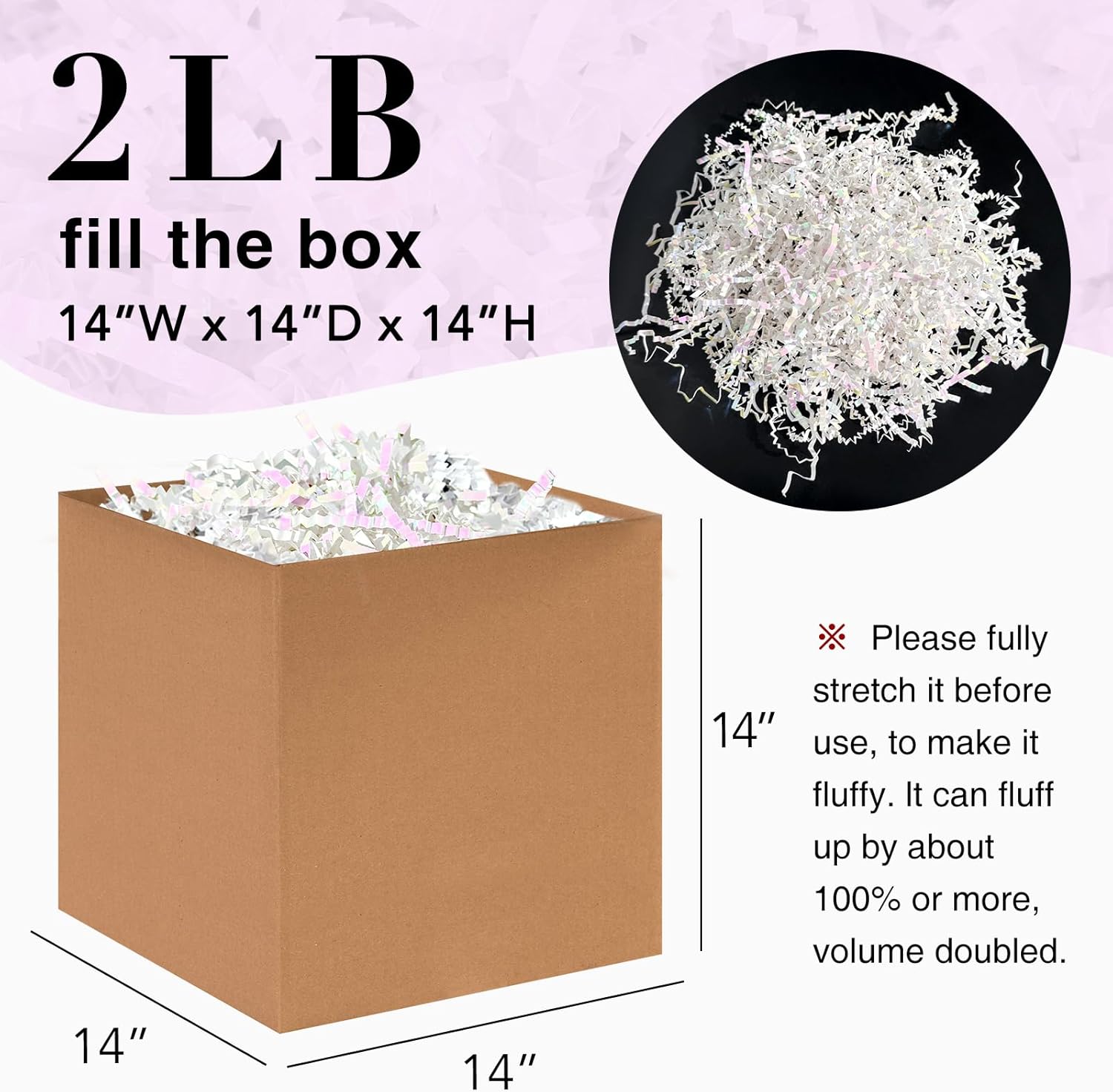 2LB Iridescent Crinkle Paper Shred for Gift Boxes and Baskets
