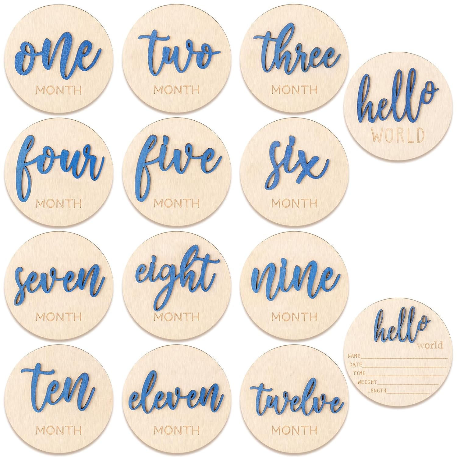 HIYZI 7 Piece Baby Milestone Wooden Signs 1-12 Months
