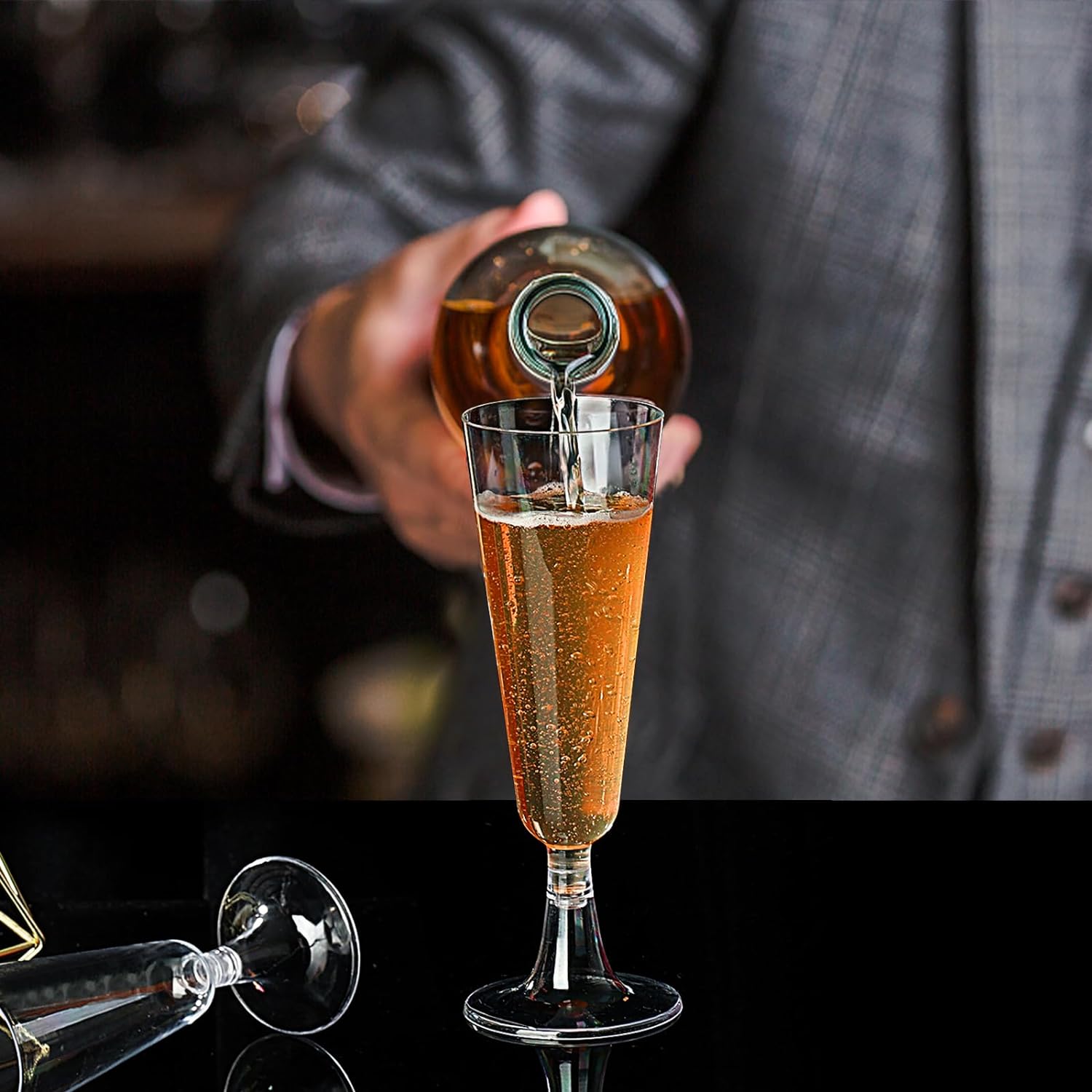 Surehome Plastic Champagne Flutes 20 Pack for Parties
