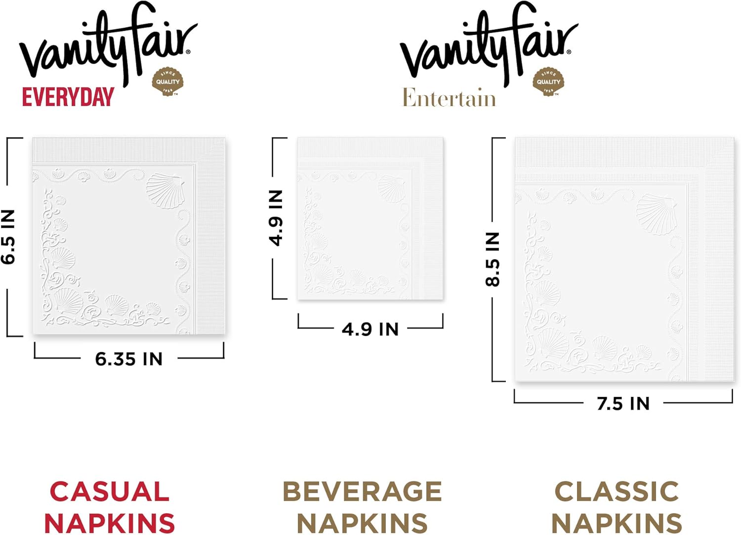 Vanity Fair Entertain Paper Napkins 40 Count Pack of 8