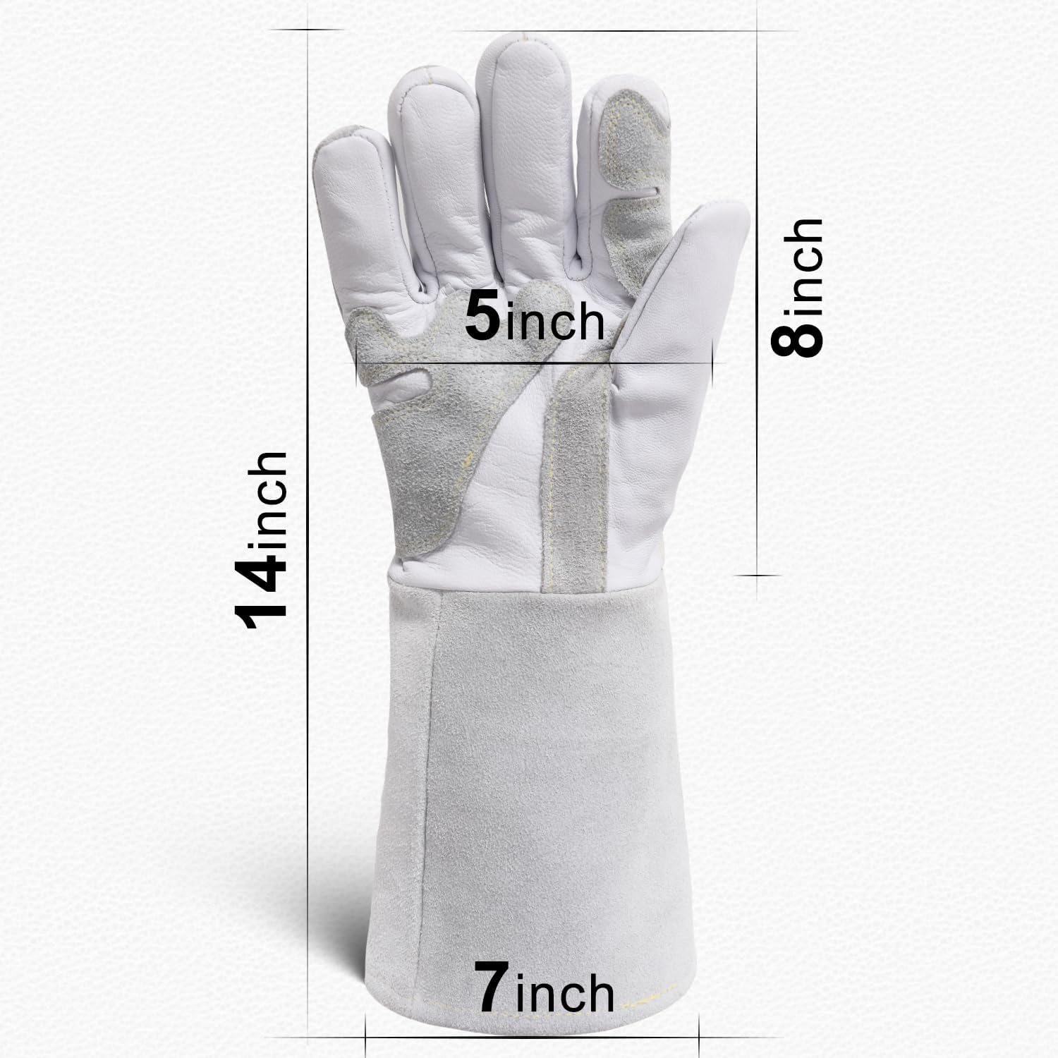 Heat Resistant Goatskin Welding Gloves for BBQ Oven Grill Fireplace Tig Mig