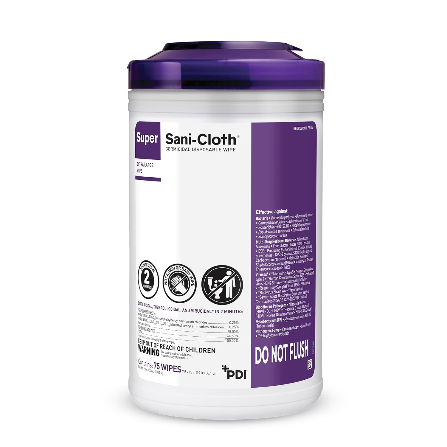 Super Sani Cloth Germicidal Disposable Wipe 5x8