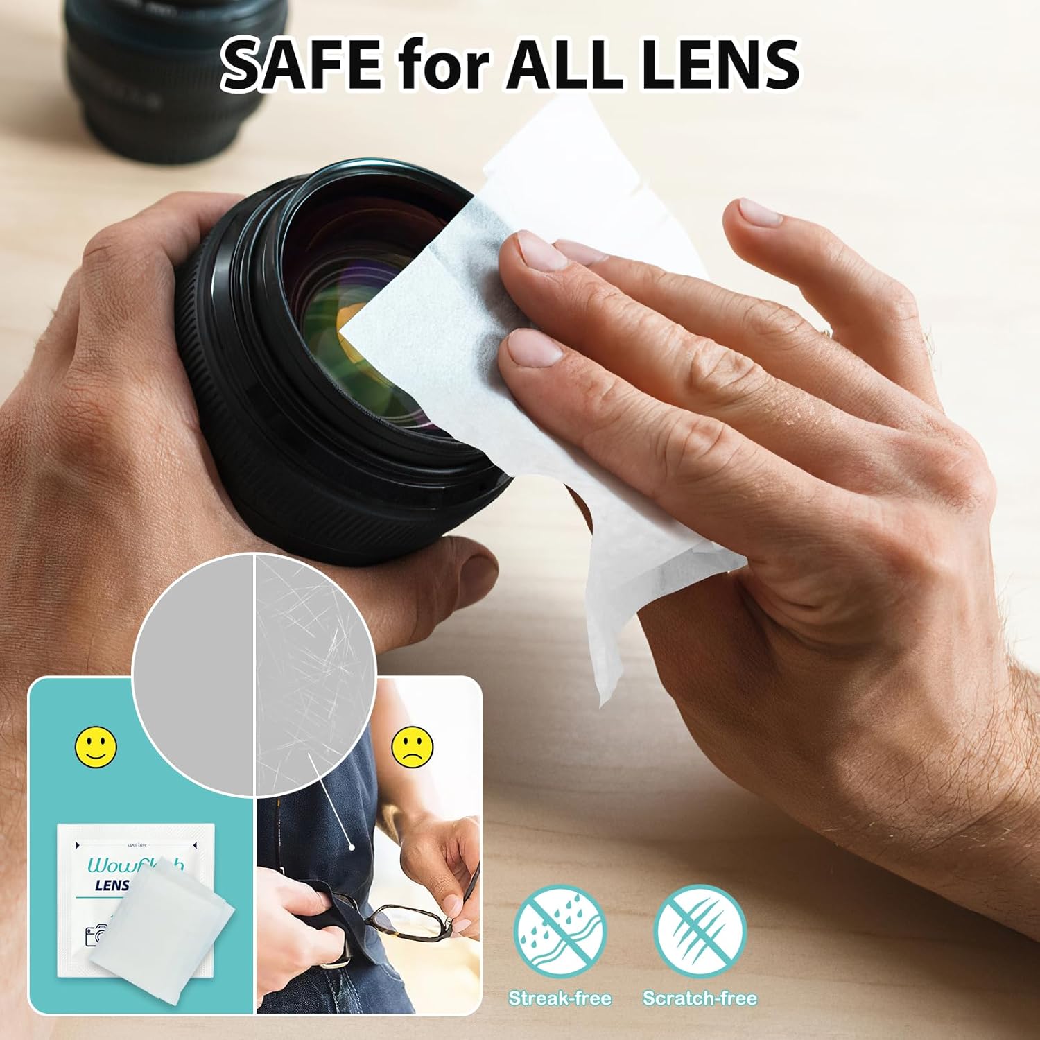 200 Count Lens Wipes for Eyeglasses and Sunglasses