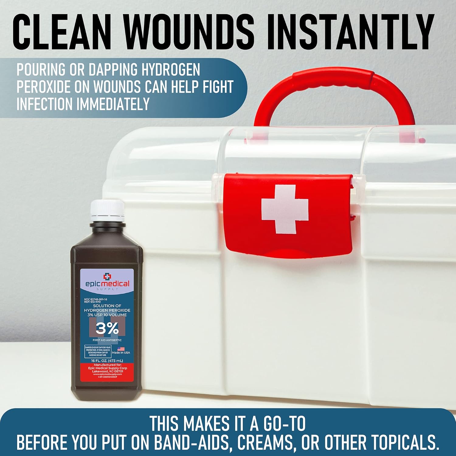 3 Hydrogen Peroxide Solution 16 Oz First Aid Antiseptic Cleaner