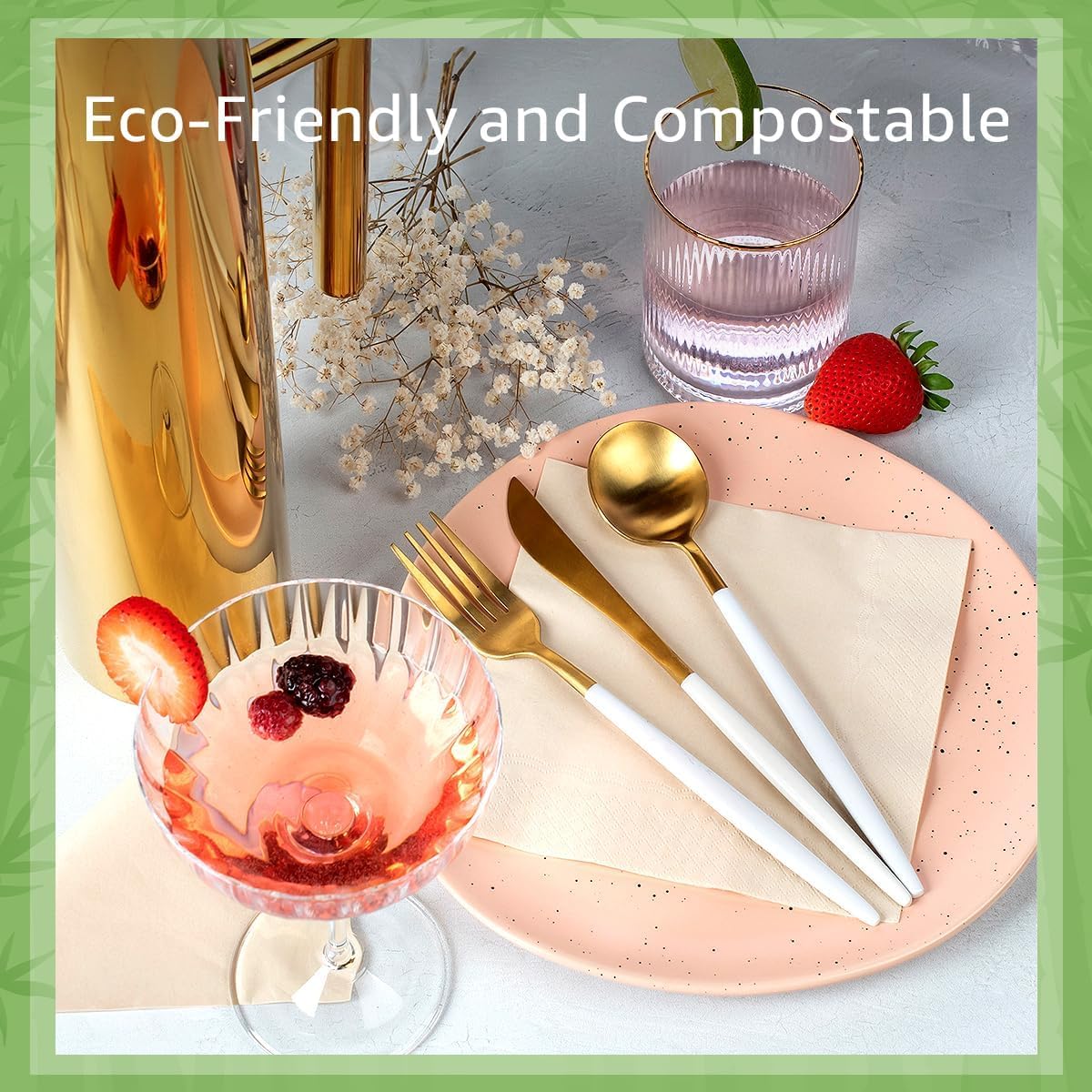 Bamboo Compostable Napkins 250-Pack 65x65 Inch 2-Ply FSC Certified