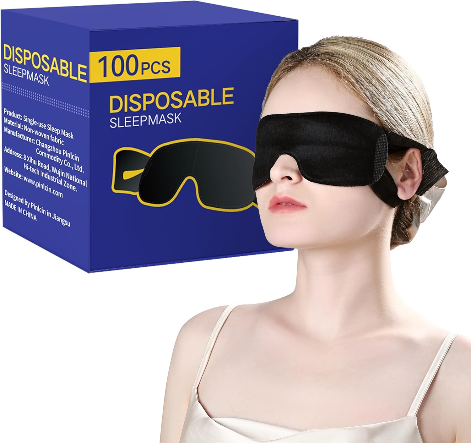 CROUVM Pack of 100 Disposable Sleep Eye Masks for Men Women