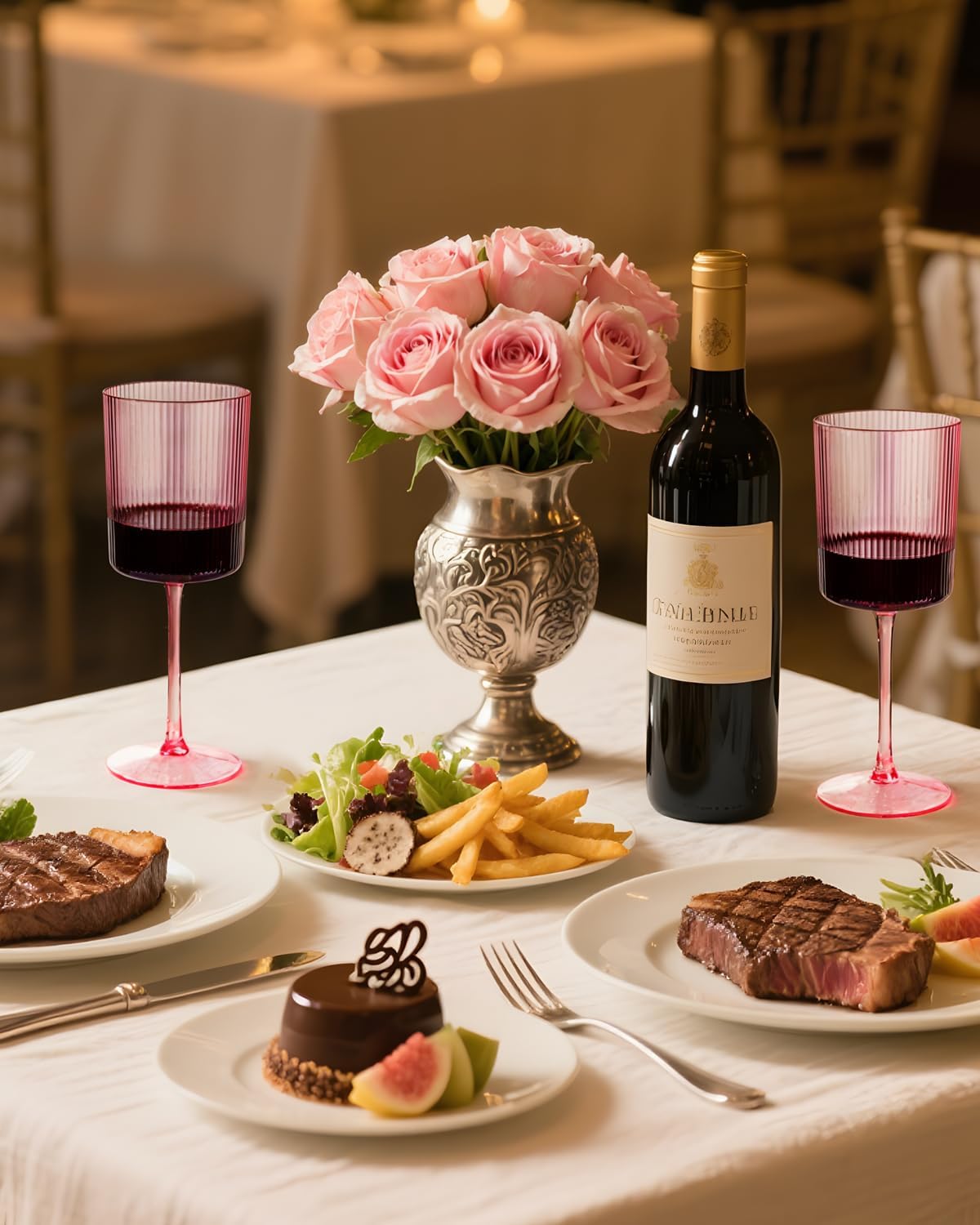 Ciaell 12 PCS Pink Plastic Wine Glasses with Stem