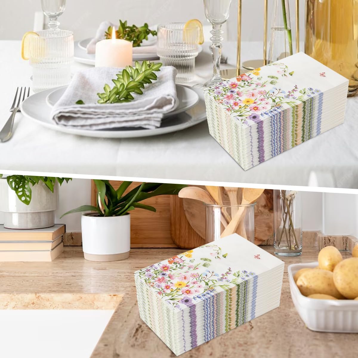 100Pcs Floral Paper Napkins for Wedding and Birthday Party