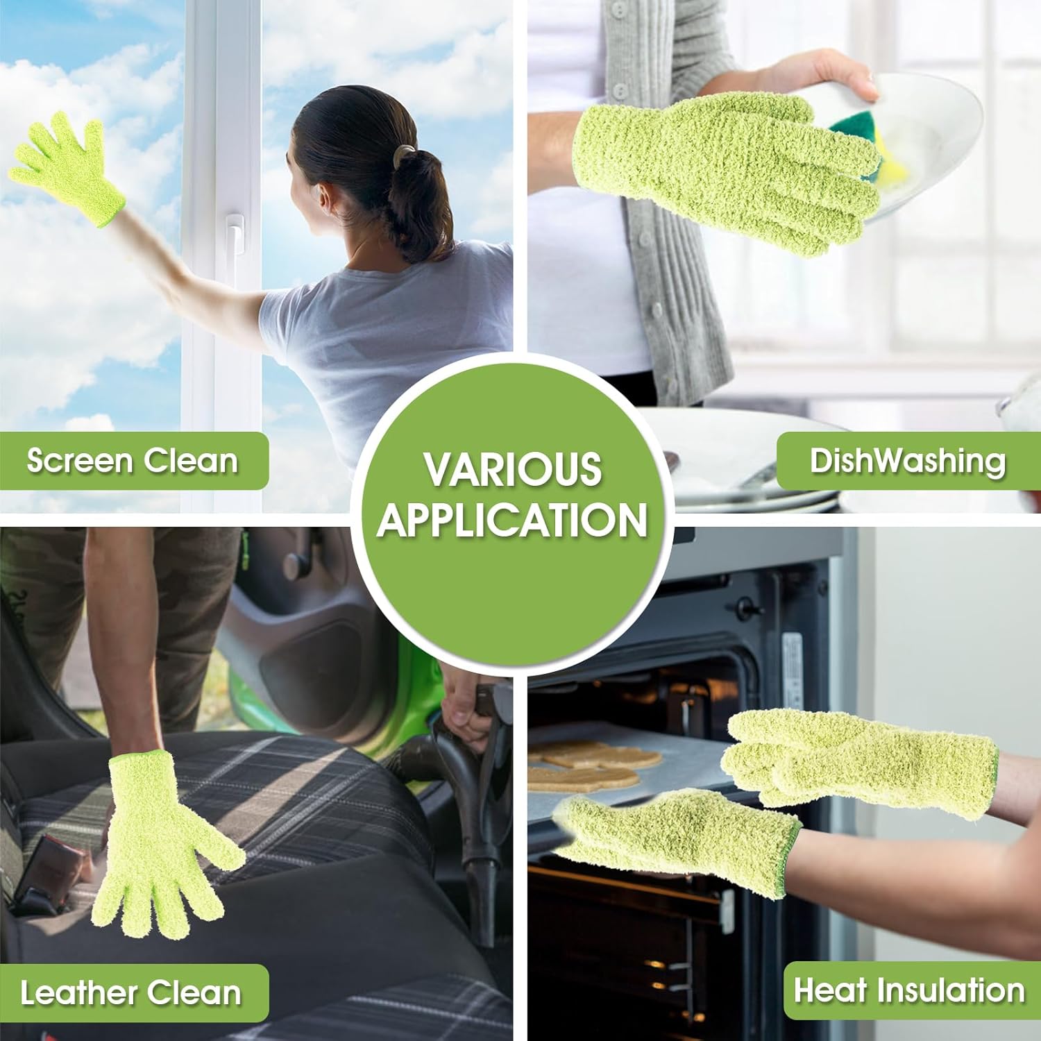 Sibba 2pcs Microfiber Dusting Mitt Gloves for Cleaning