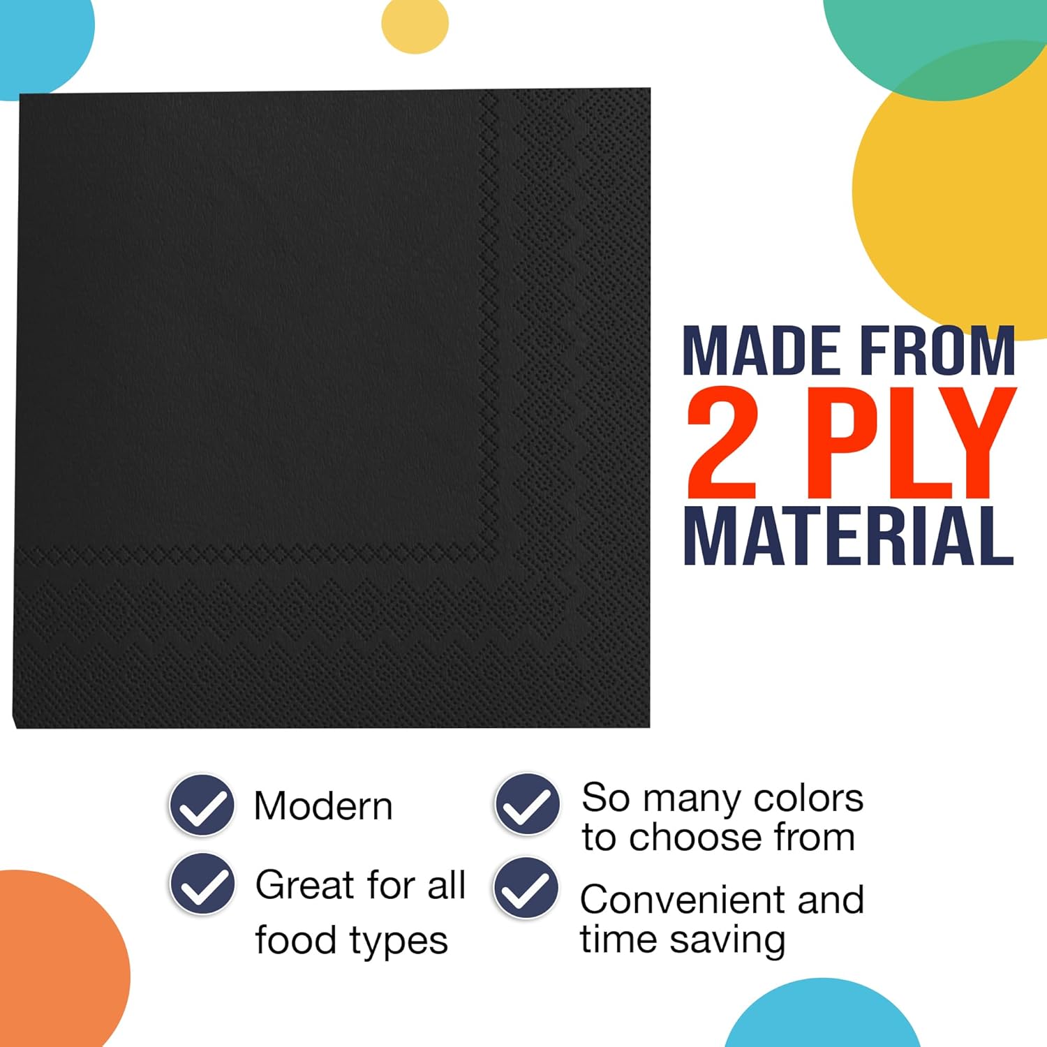Black Paper Napkins Disposable 50 Pcs 2 Ply