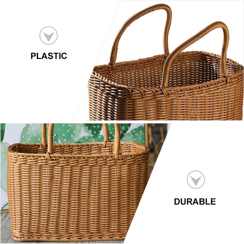MAGICLULU 1Pc Large Oval Woven Straw Picnic Basket
