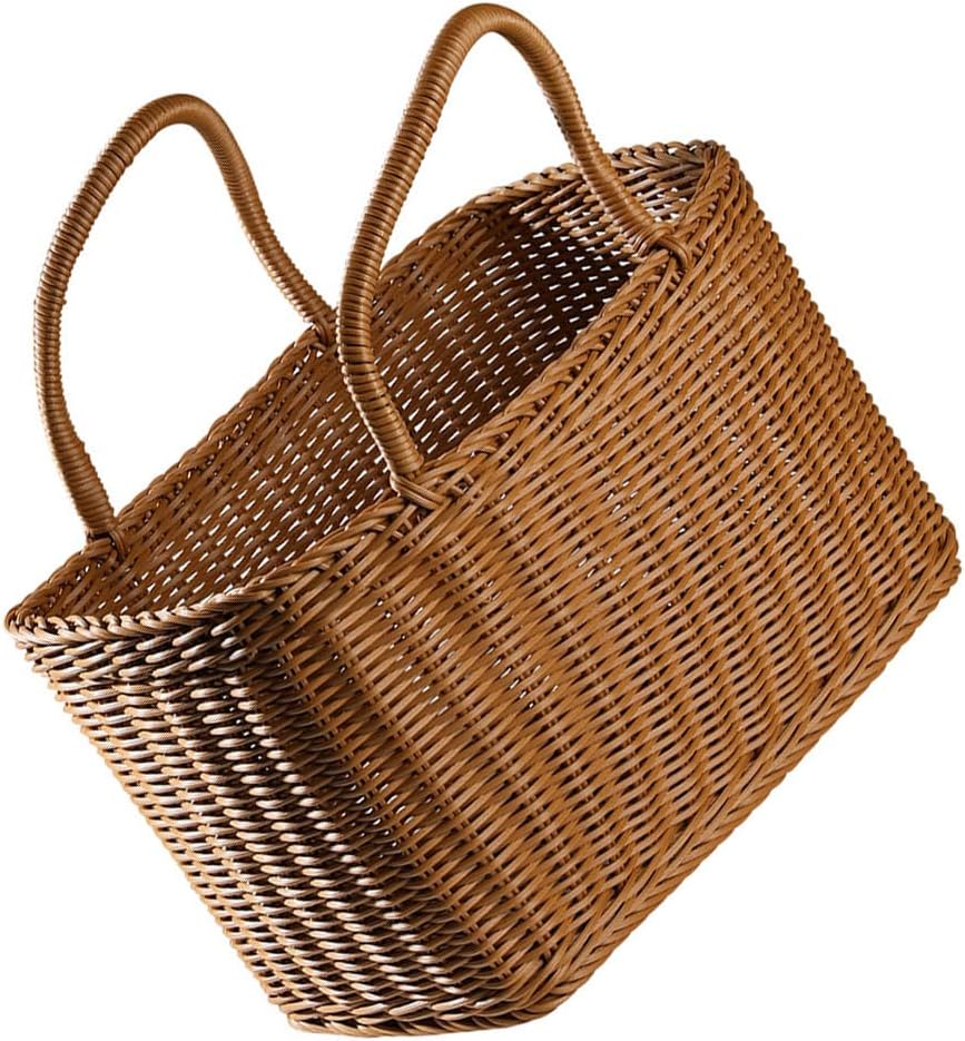 MAGICLULU 1Pc Large Oval Woven Straw Picnic Basket