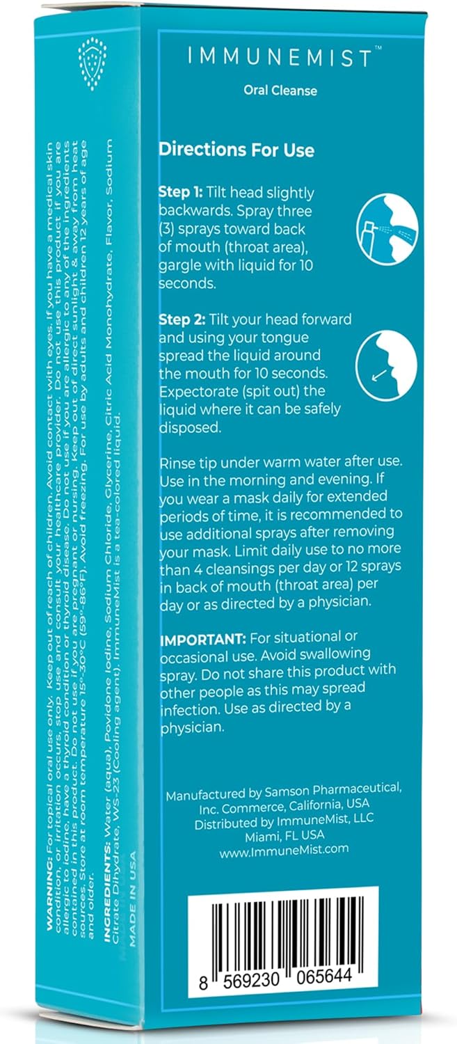 ImmuneMist Oral Cleanse - Iodine Throat Spray for Cold Relief