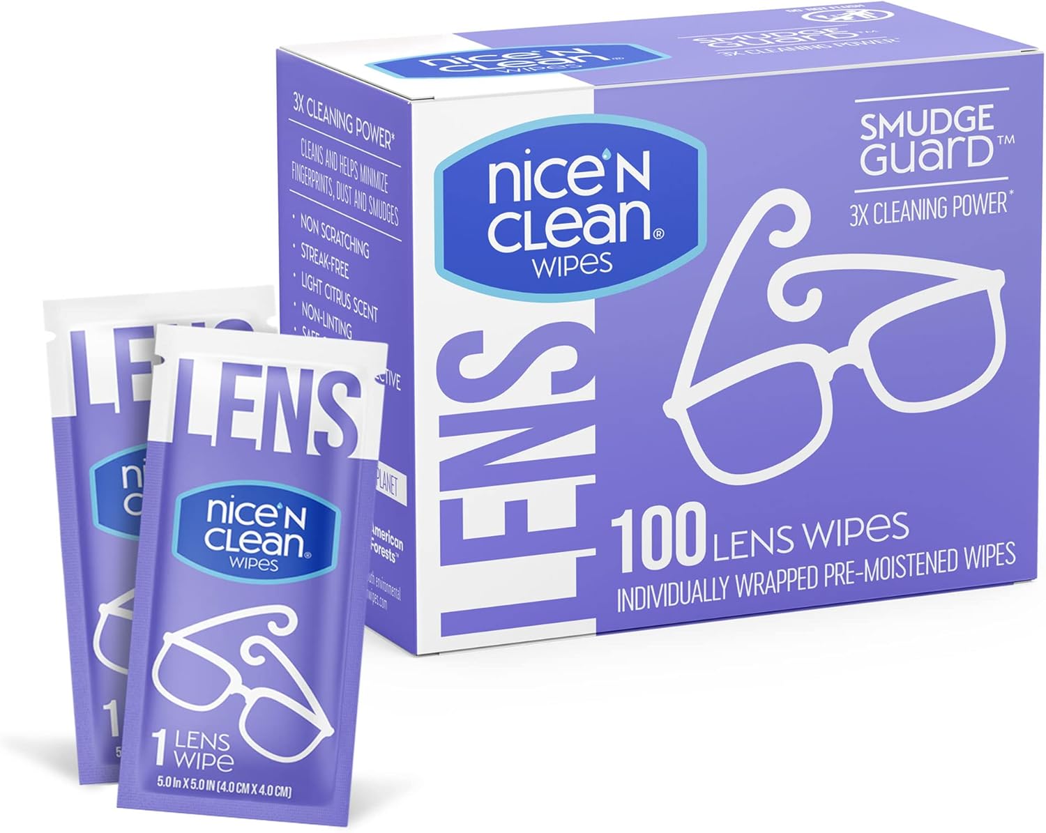 Nice N Clean SmudgeGuard Lens Wipes 100 Pack