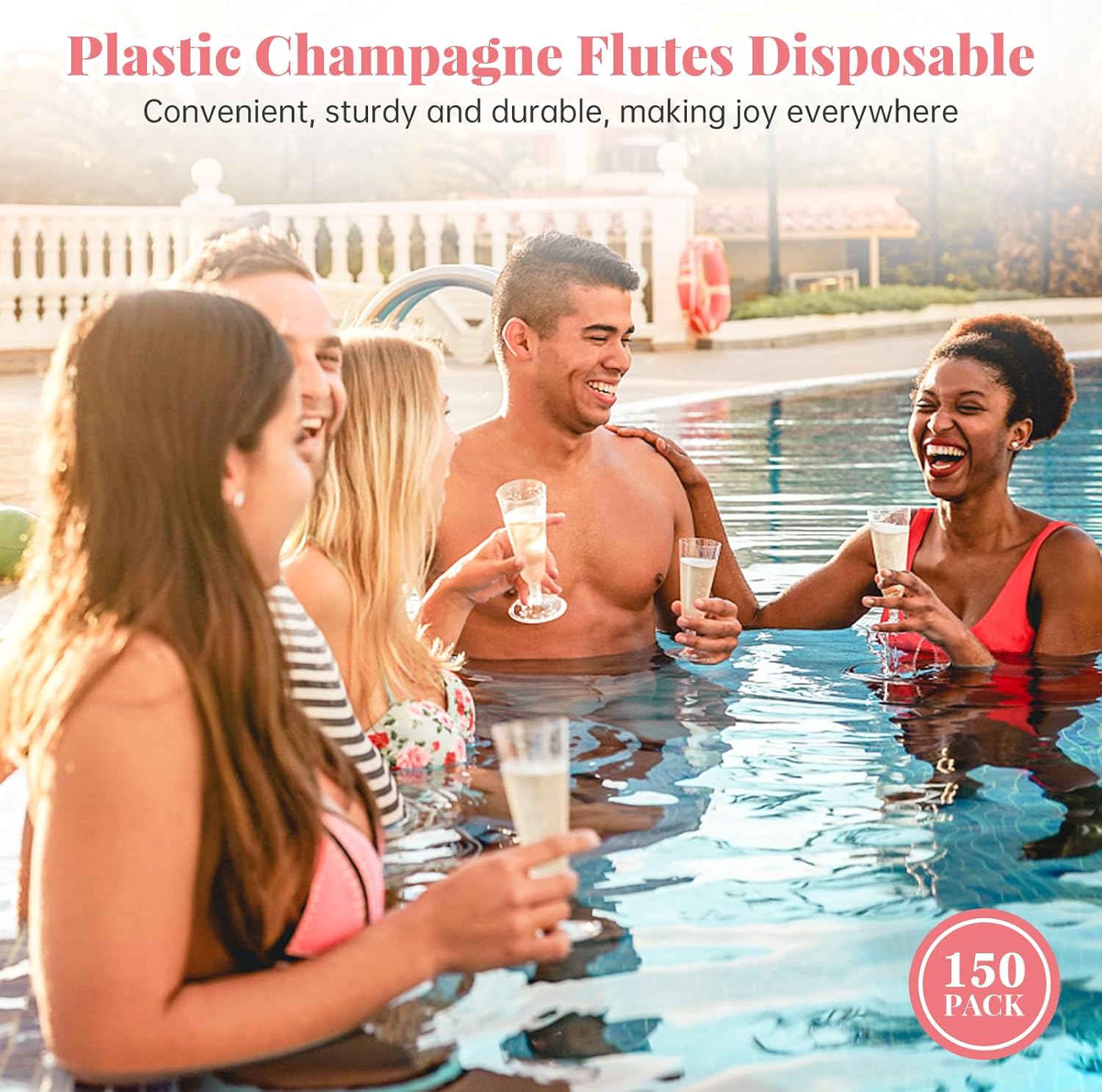 Surehome 40 Pack Plastic Champagne Flutes