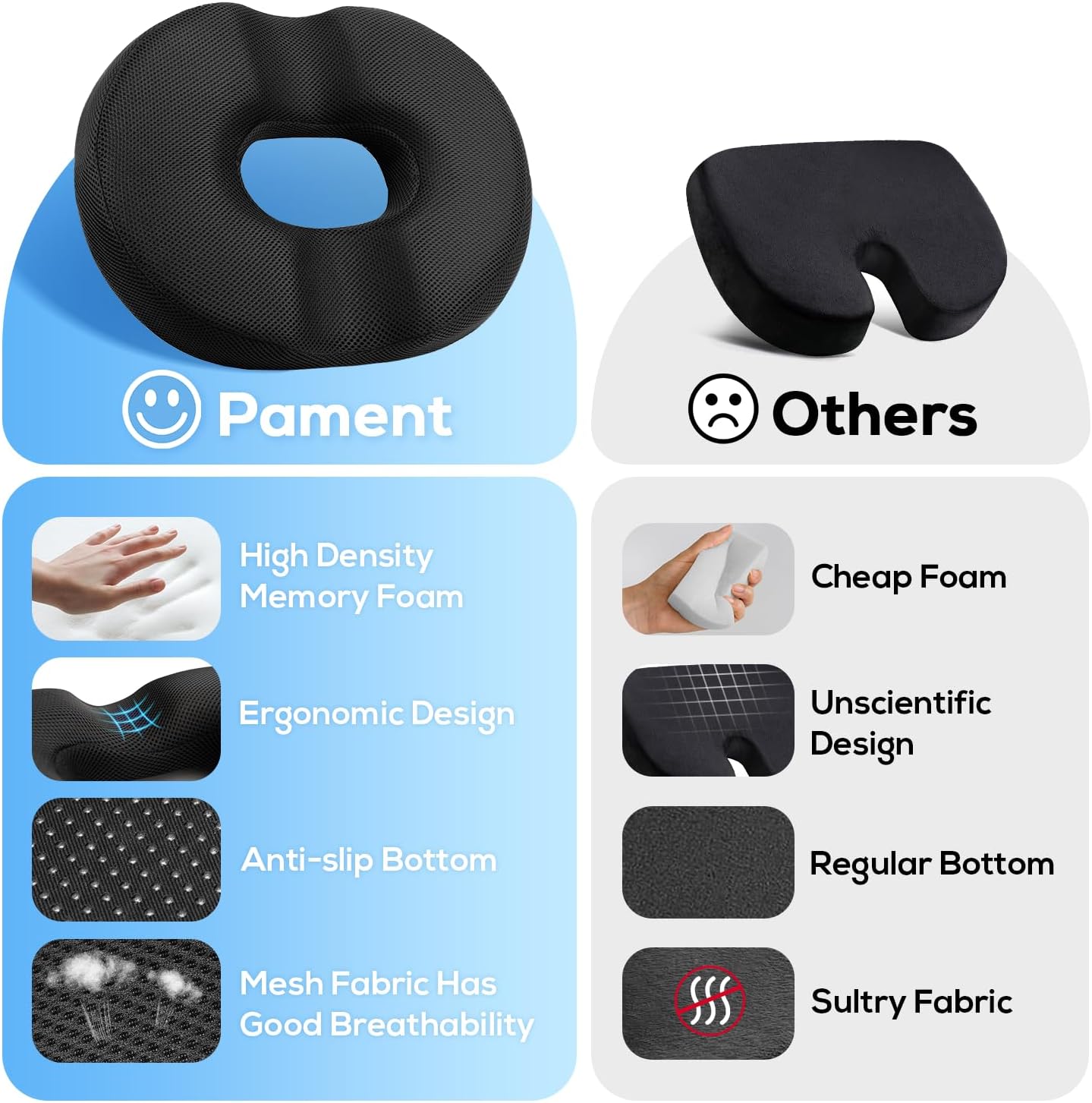 Pament Donut Pillow Seat Cushion for Pain Relief and Comfort