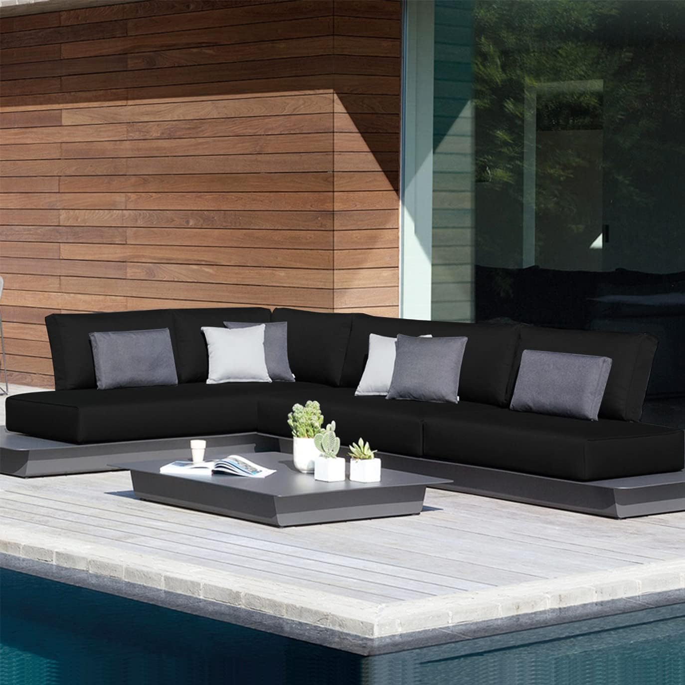 Cinnamonee 2 Pack Black Water Resistant Cushion Covers