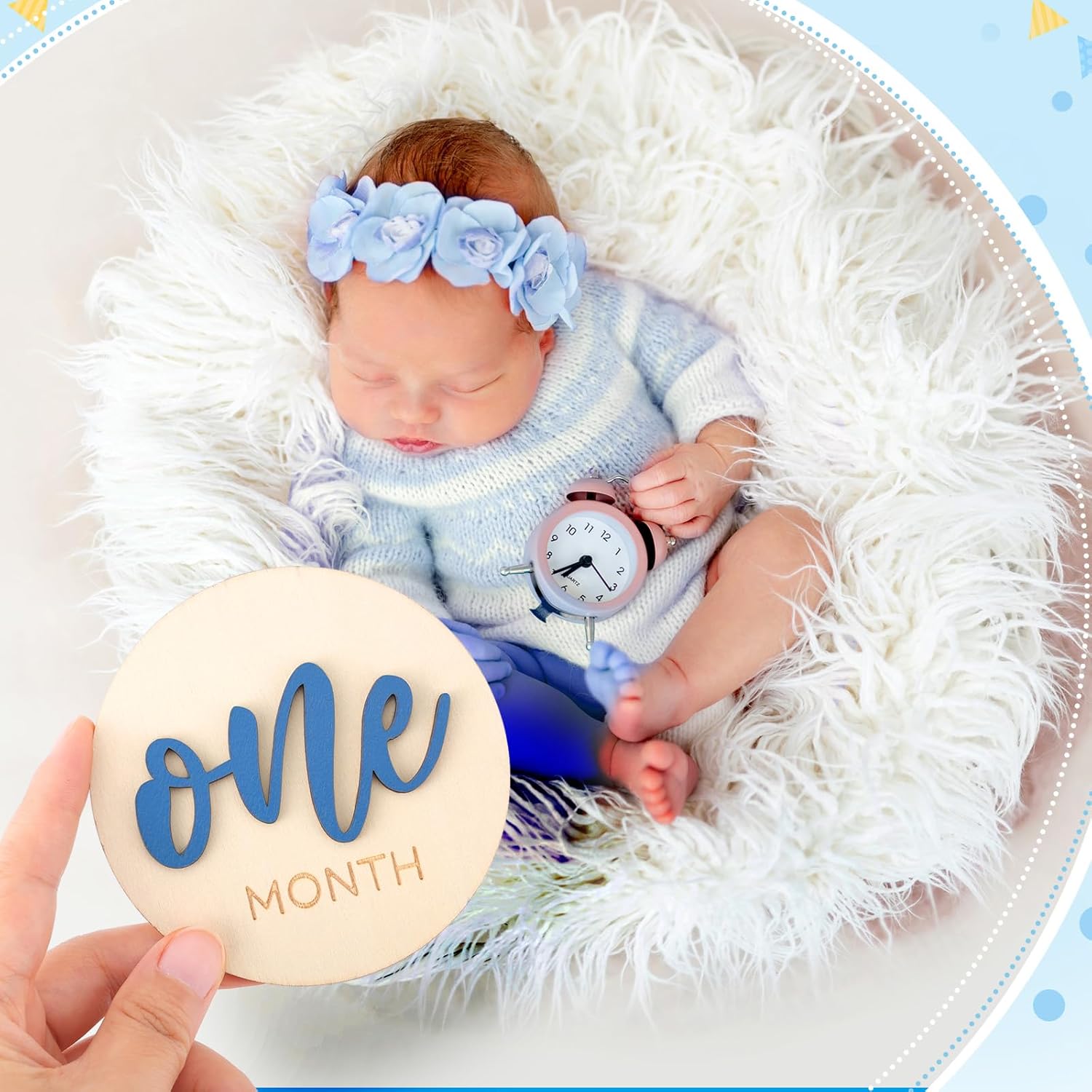 HIYZI 7 Piece Baby Milestone Wooden Signs 1-12 Months