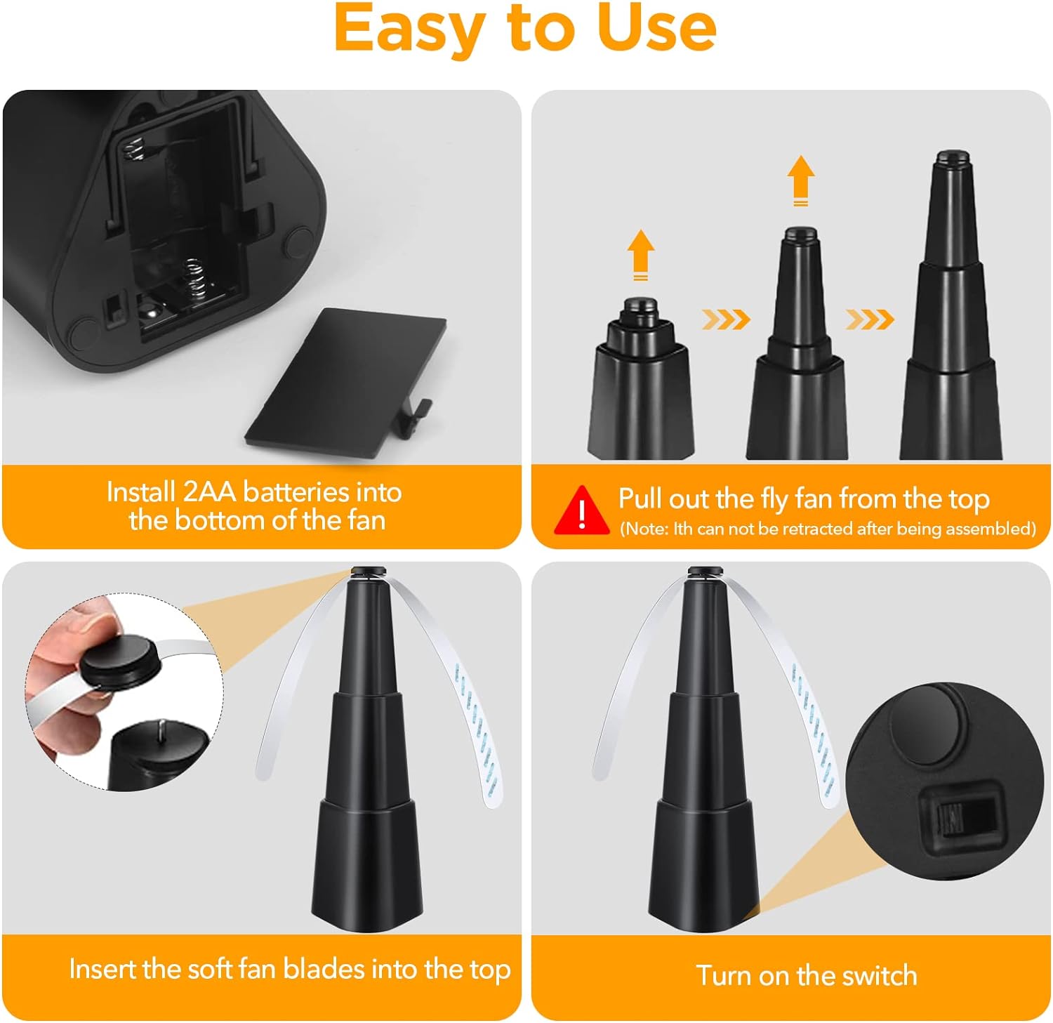 PIMAG Fly Fans for Tables 4-Pack Battery Powered