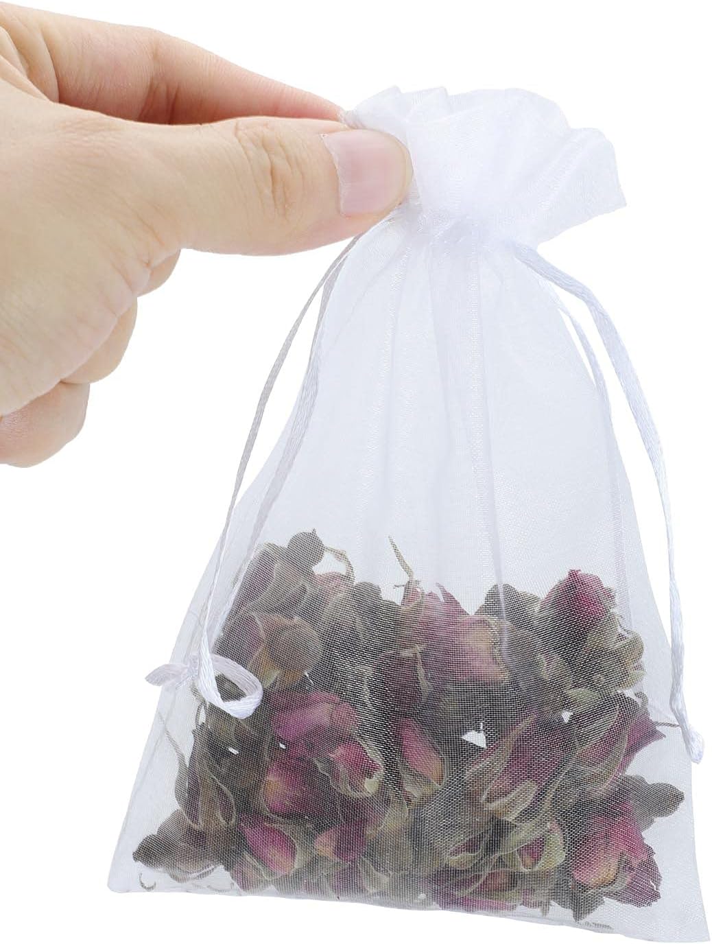 Kslong 100PCS White Drawstring Mesh Bags 3x4 Inch