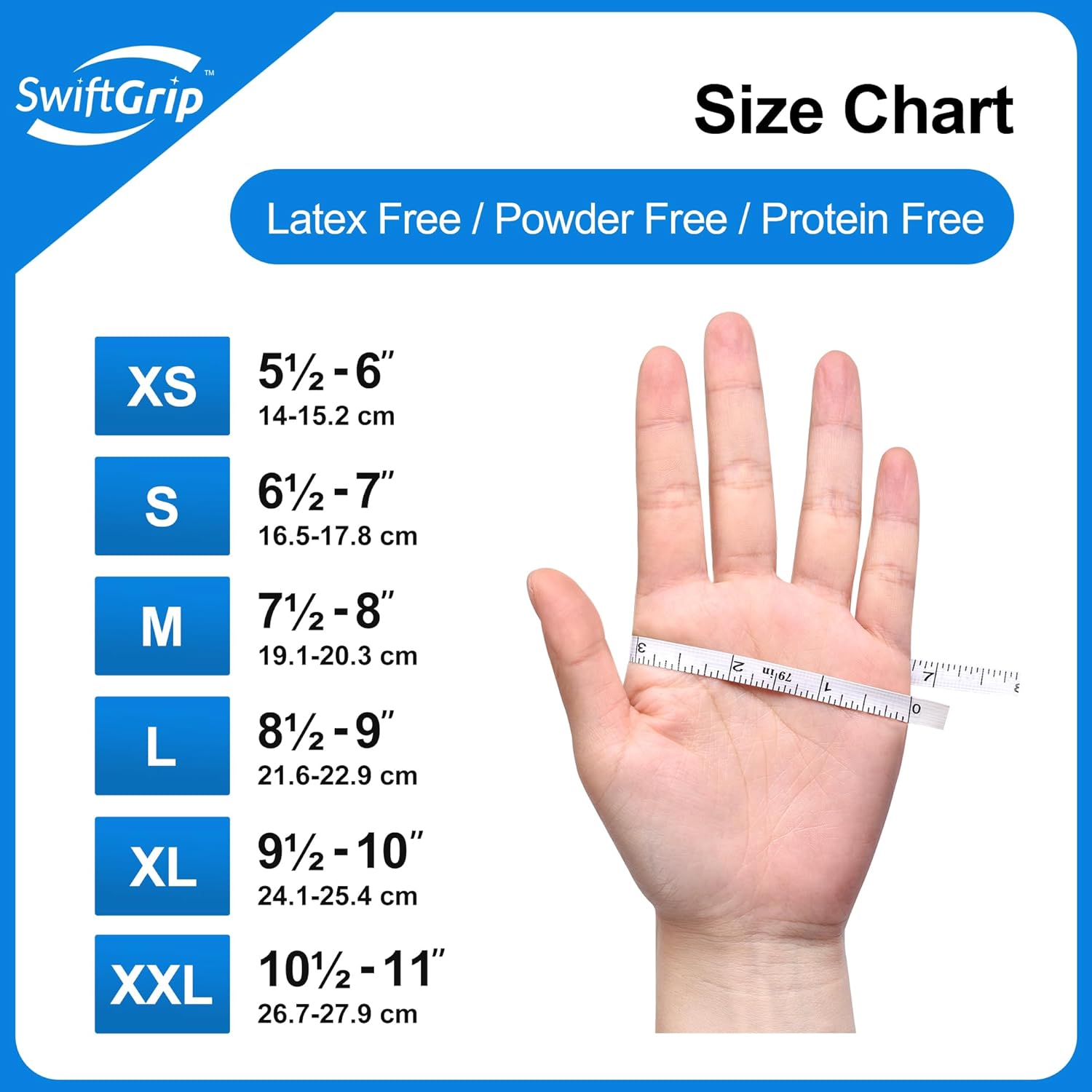 SwiftGrip Disposable Nitrile Exam Gloves Blue 100 Ct