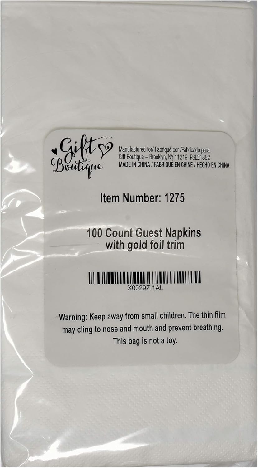 Gift Boutique 100 Gold Trim Lined Napkins Elegant Dinner Party Use