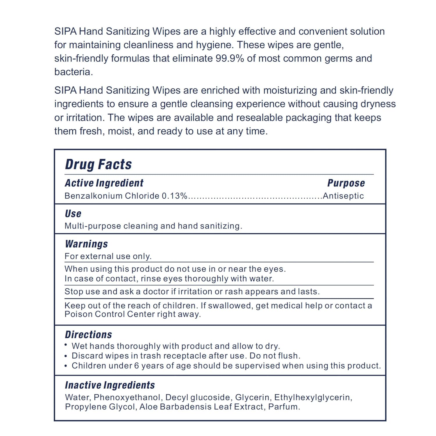 SIPA Hand Sanitizing Wipes 100 Count 4 Canisters