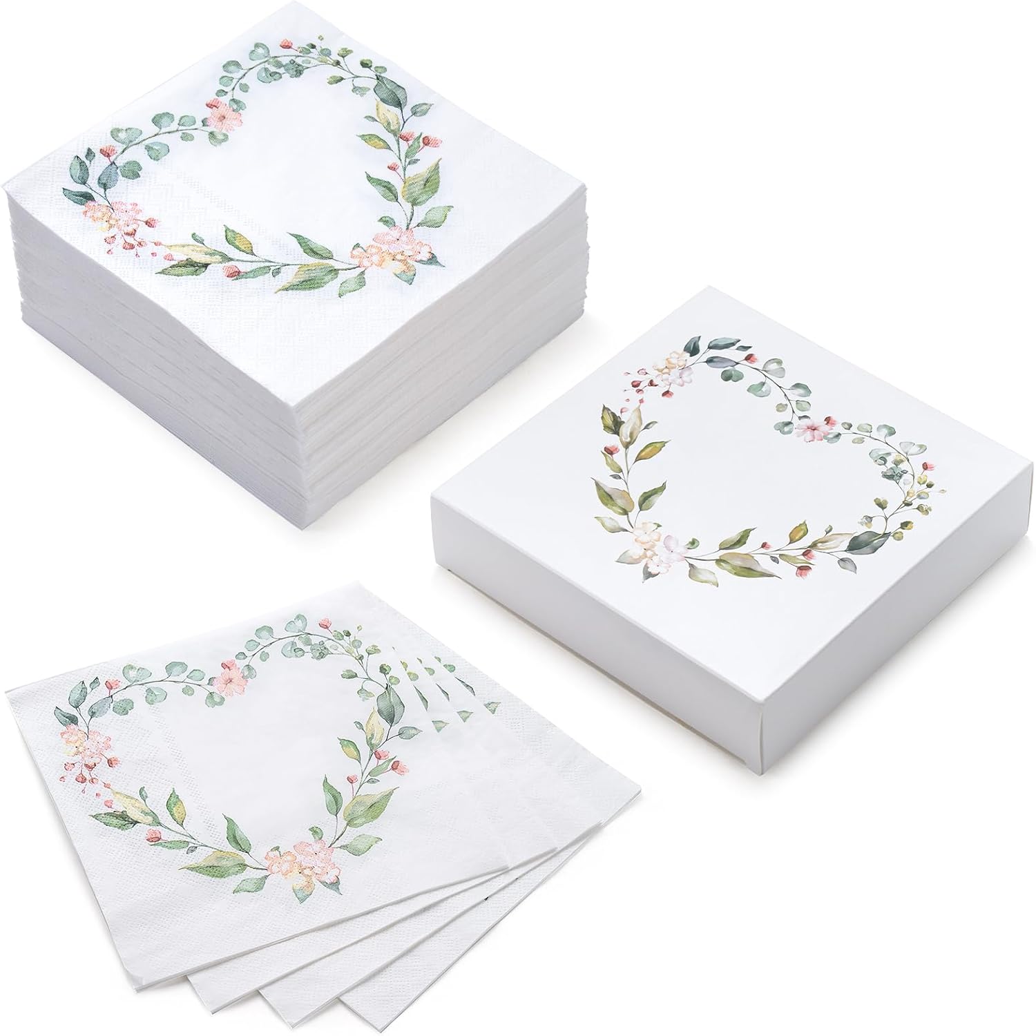 WRAPAHOLIC 50Pcs Floral Heart Napkins 65x65 In