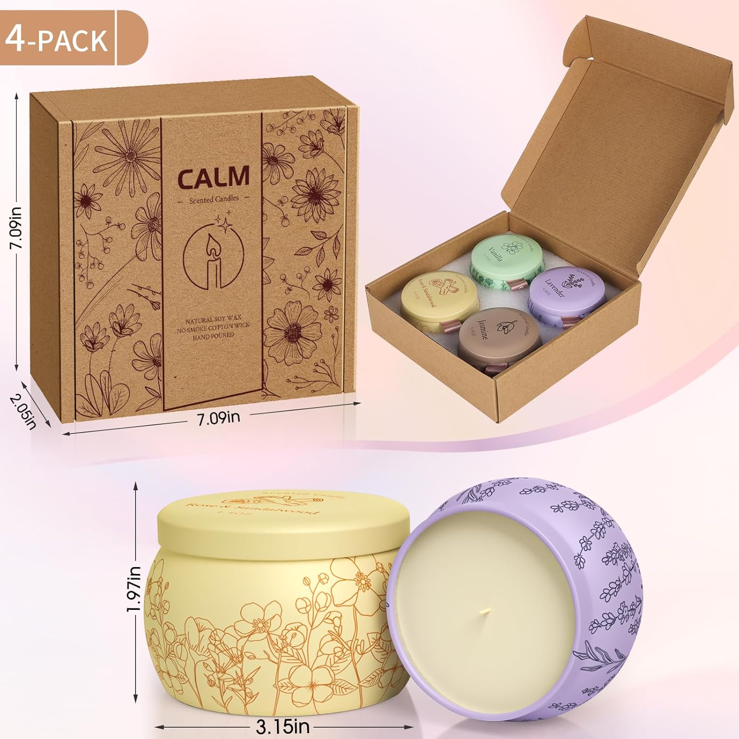 WarmEmbrace Scented Candle Set for Women 4 Pack