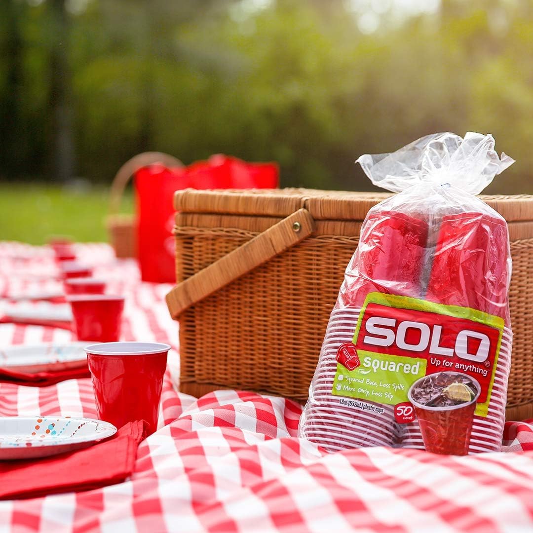 SOLO Red Squared Plastic Party Cups 18 Ounce 200 Count