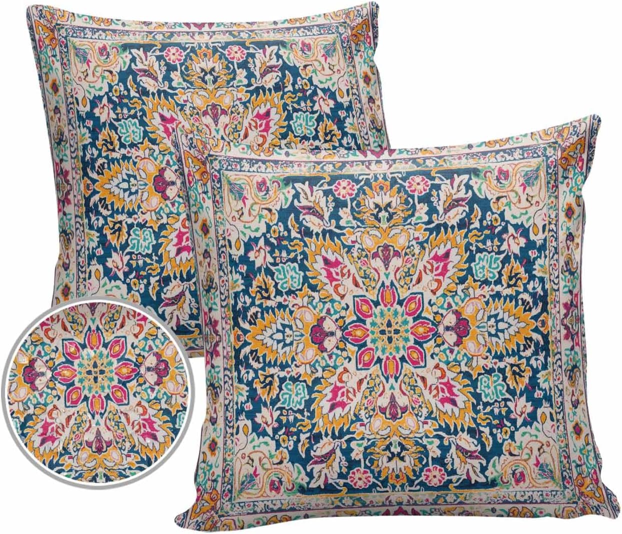 YOKOU Outdoor Waterproof Pillow Covers Floral Pattern Pack of 2