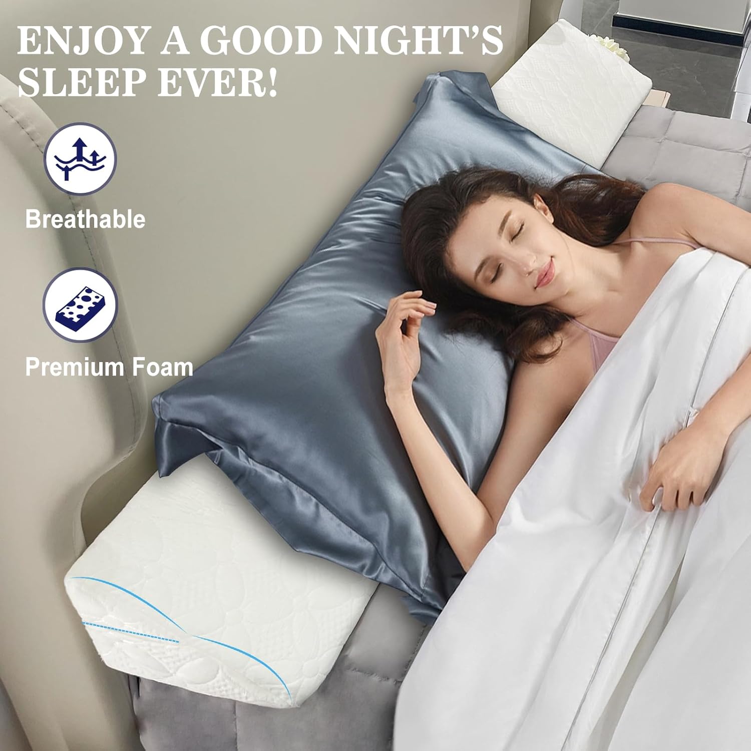 Asatdd Bed Wedge Pillow Headboard Gap Filler