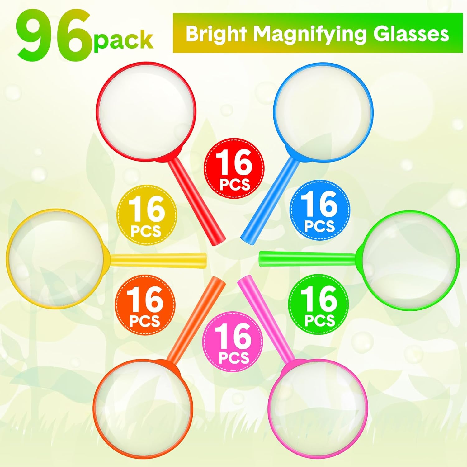 Kingdder 96 Pcs 5 Inch Mini Magnifying Glass for Kids