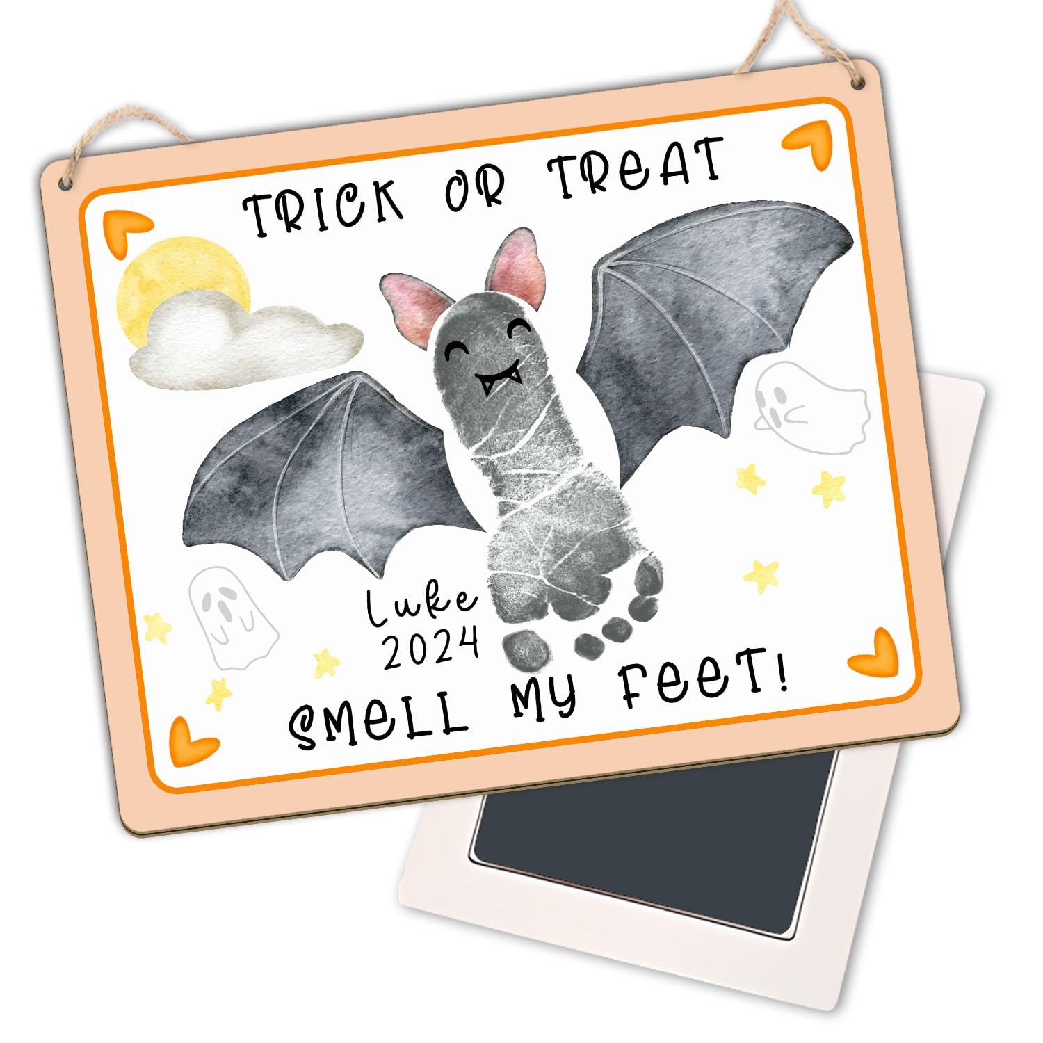 DIY Babys First Halloween Sign with Footprint Pad