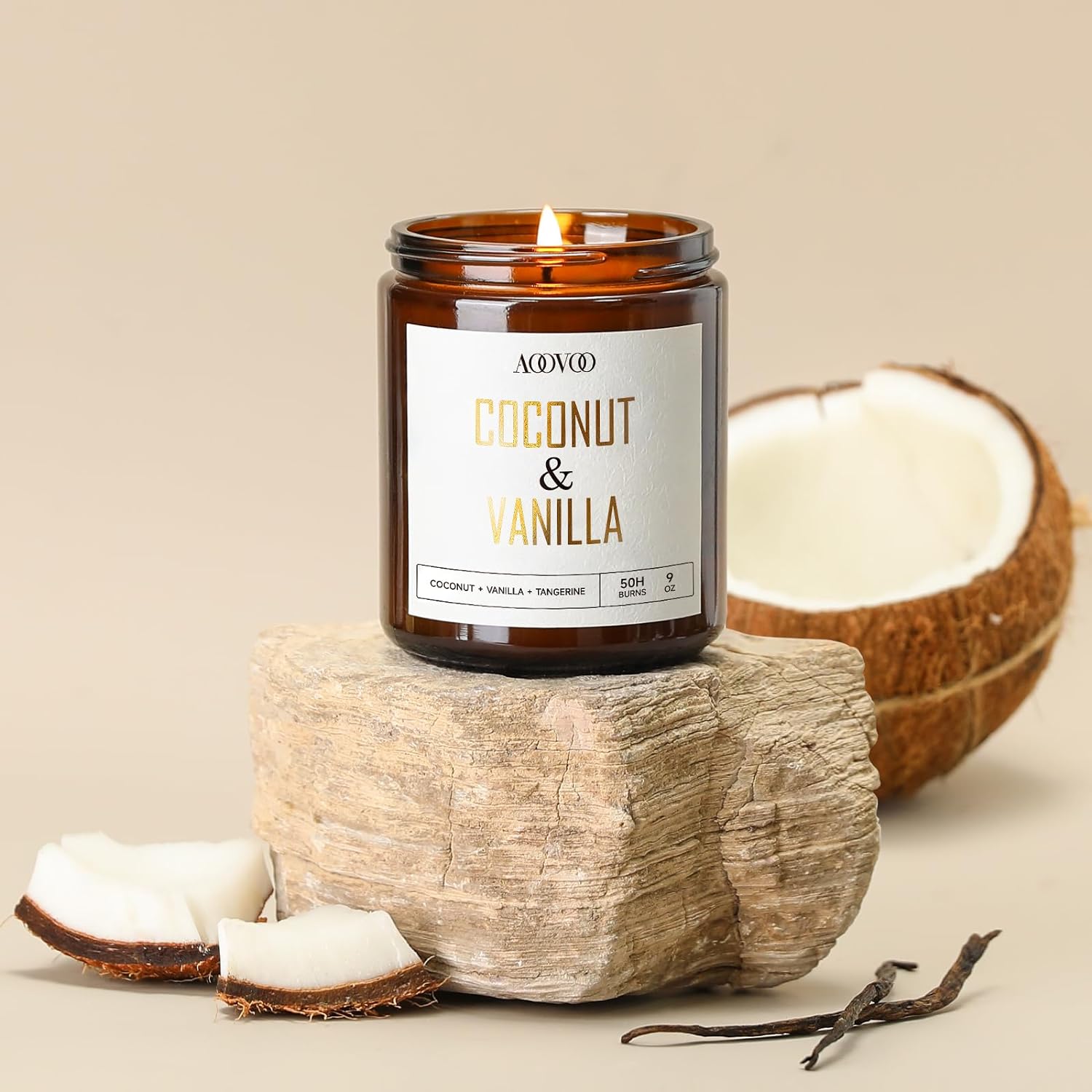 AOOVOO Coconut Vanilla Candles 9 oz Aromatherapy Soy Candles