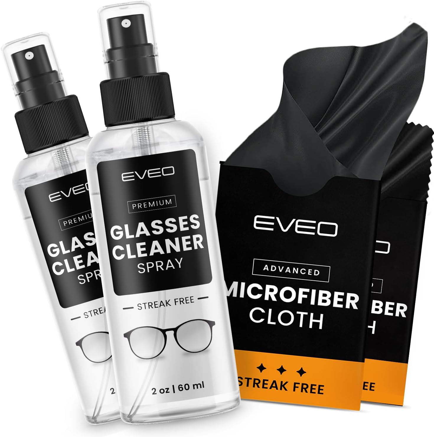 EVEO Glasses Cleaner Spray Cloth Kit - 4oz